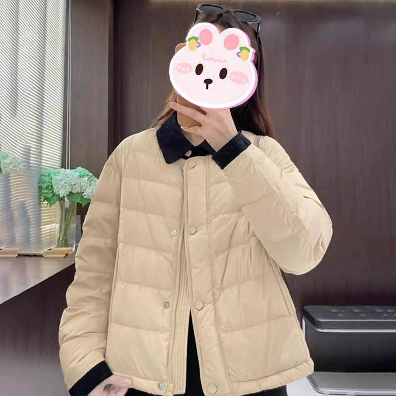 2025冬季新款翻领保暖棉服女韩系设计感拼色时髦百搭休闲显瘦外套