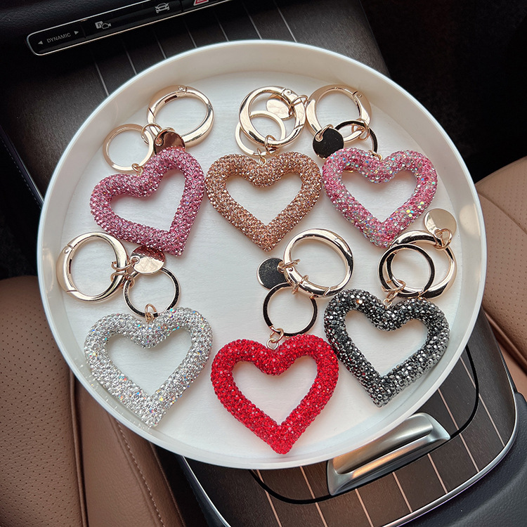 Corea del Sur diamante de barro de cerámica amor hueco colgante gran botón de diamante llavero de automóvil colgante de control remoto regalos de vacaciones