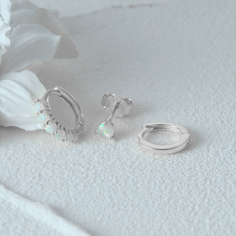 4g Weight Zircon Inlay Material Earrings Classification 3 Pieces Set Quantity Daily Occasion 925 Sterling Silver Material Geometric Pattern Women's Gender Plating, Inlay Design Simple Style Style 3 Pieces Set 925 Sterling Silver Zircon Geometric Earrings 50