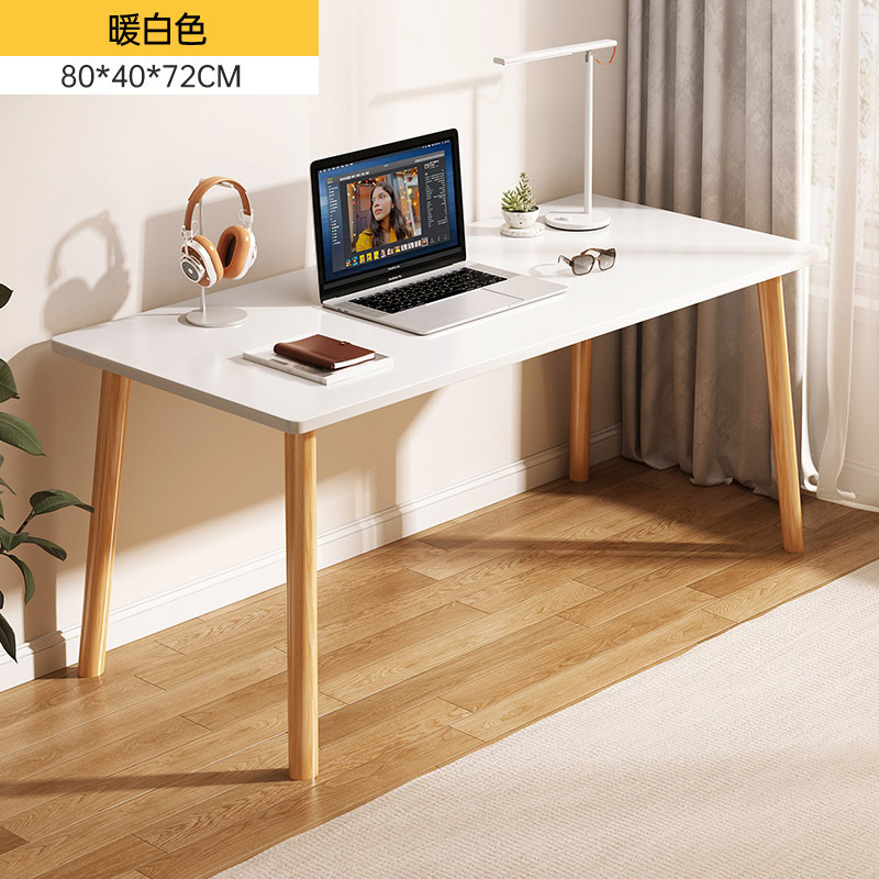 Escritorio rectangular simple para computadora, ideal para viviendas de alquiler, dormitorio, oficina en casa, escritorio de estudio para niñas.