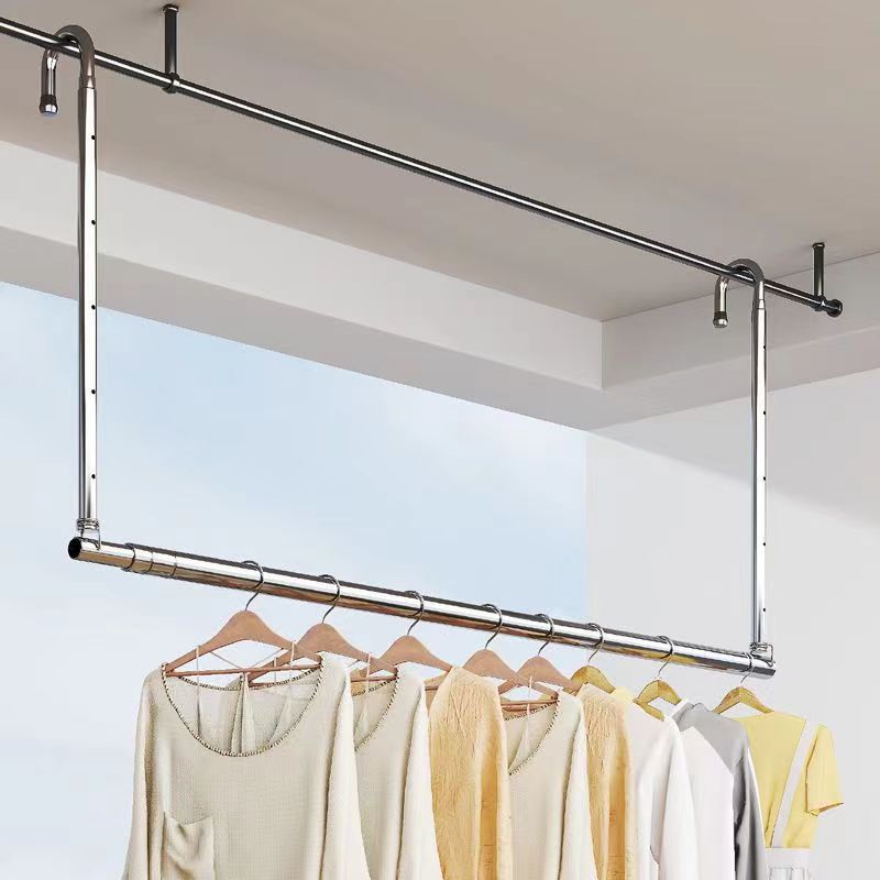 Drying Rack Household Balcony Telescopic Clothes Rod Lifting Clothes Rack Hanging Non-Punch Stainless Steel Drying Quilt Artifact