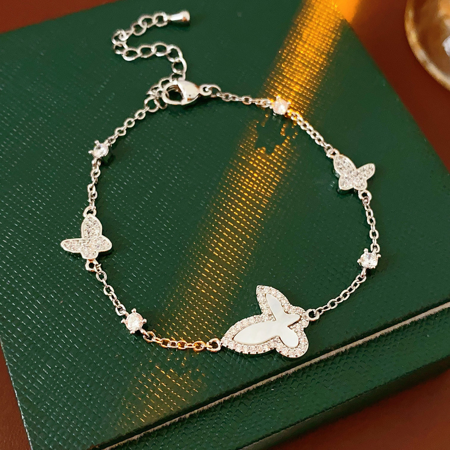 Zircon flor pulsera serie plateada nicho lujoso ligero diseño pulsera de alta calidad moda exquisita collar versátil joyas mujeres