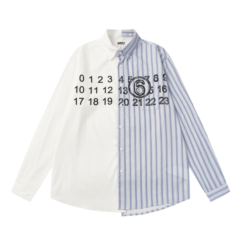Cross-Border Maison Margiela Mm6 Men's and Women's Loose Plaid Shirt Long-Sleeved Shirt
