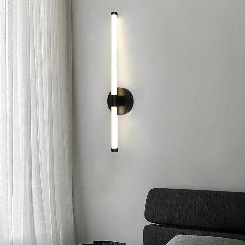 Lámpara de pared de línea moderna minimalista estilo europeo y americano sala de estar pared de fondo dormitorio lámpara de cabezal de cama pasillo lámpara 1 pieza