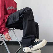 多巴胺伞兵工装裤男秋季美式潮牌拉链设计感小众大码直筒休闲裤子