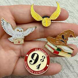 跨境电商新款动物系列合金饰品精美卡通猫头鹰造型搪瓷徽章胸针