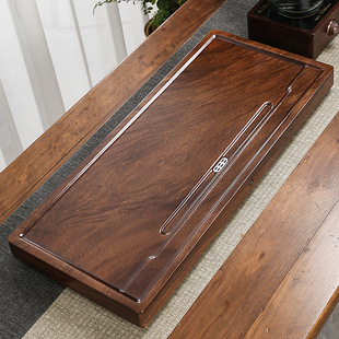 Walnut Tea Tray Solid Wood Integrated with Drainage Wooden Tea Table Tea Set Tea Cup Tray Tea Tray Vintage Light Luxury