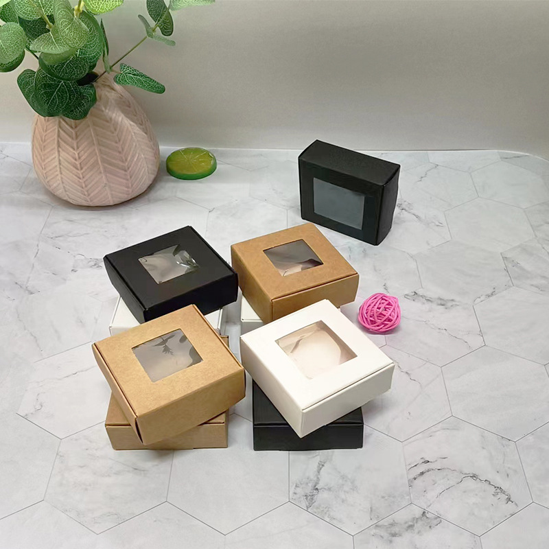 Caja de embalaje de jabón hecho a mano Caja de papel de ventana transparente Caja de almacenamiento de joyería Caja de regalo Mini caja de jabón al por mayor