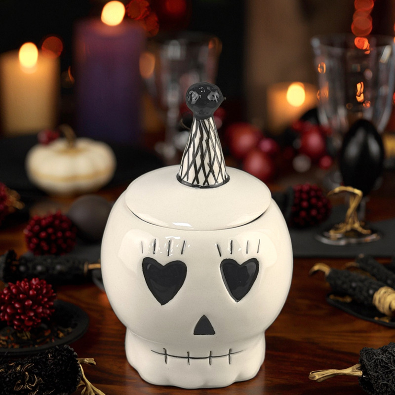 Tarro de vela de calavera de Halloween transfronterizo Tarro de fantasma lindo Decoración de ambiente creativo Decoración de calavera Decoración de fiesta
