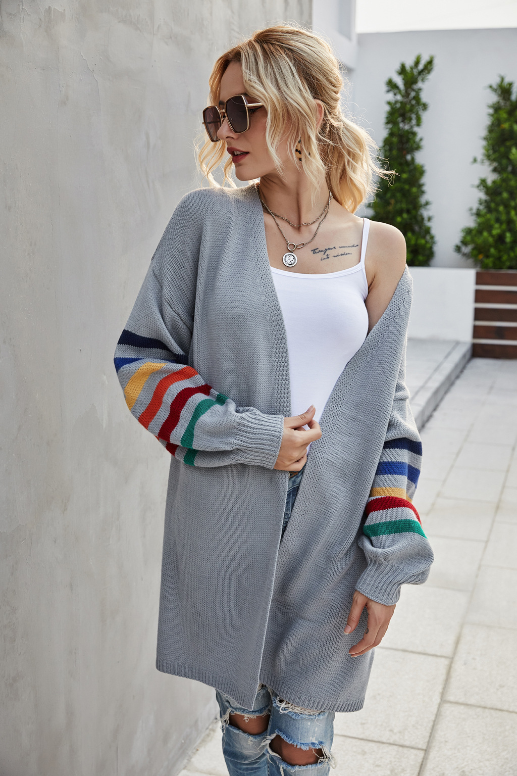 Women's Clothing patchwork loose large size sweater sweater jacket _voghion.com