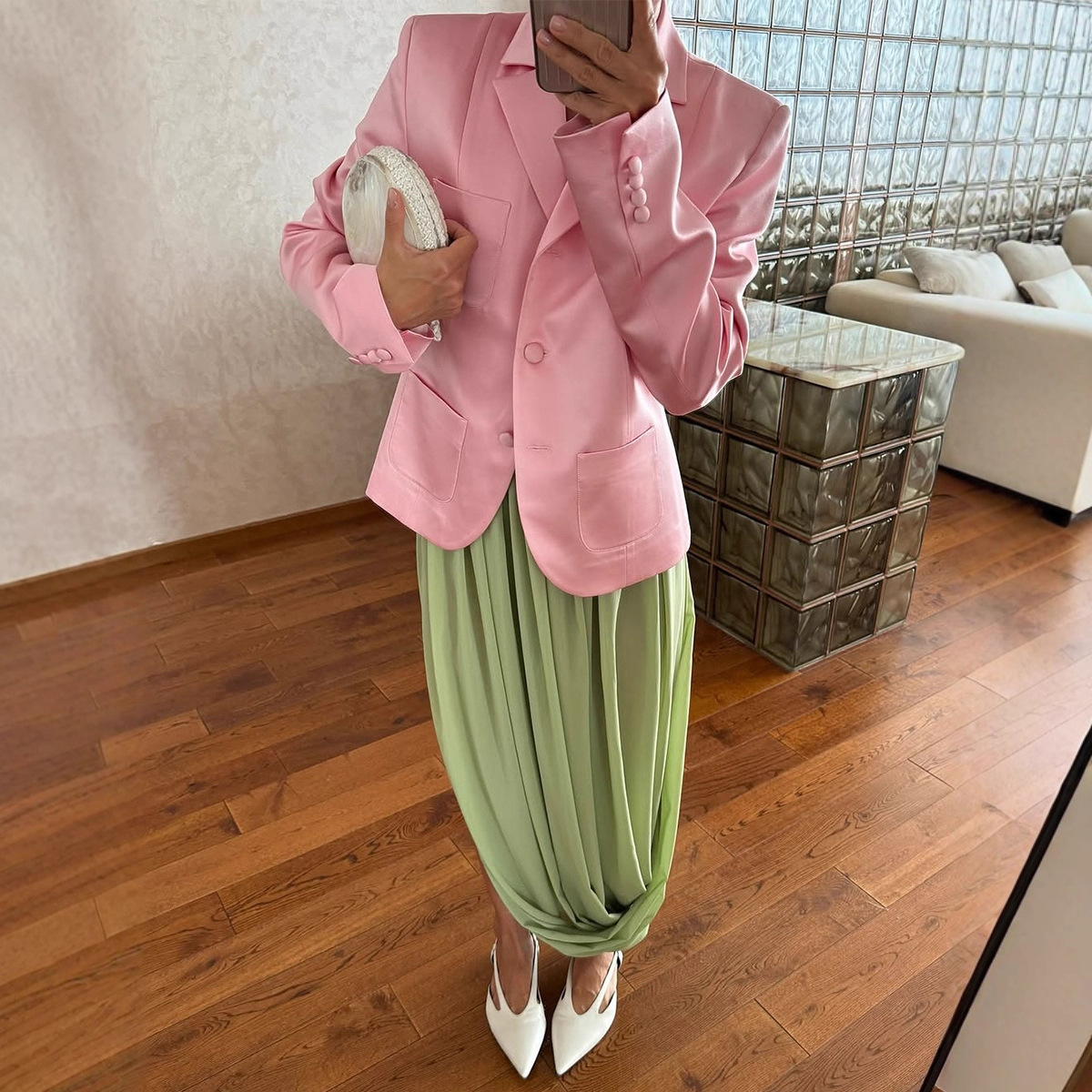Cross-Border Skirt European and American 2026 Spring and Summer New Style Street Tulip Pleated Draped Slit Skirt