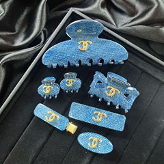 新款韩版小香风合金牛仔纹理系列抓夹发夹小众个性高级感发饰边夹