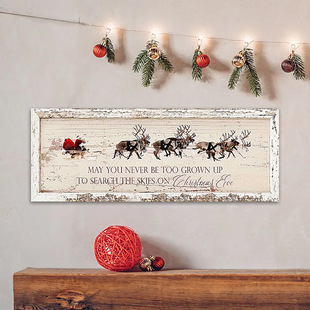 in stock Christmas Holiday Party Decoration Wooden Doorplate Wooden Vintage Santa Claus Moose Sign Wall Pendant