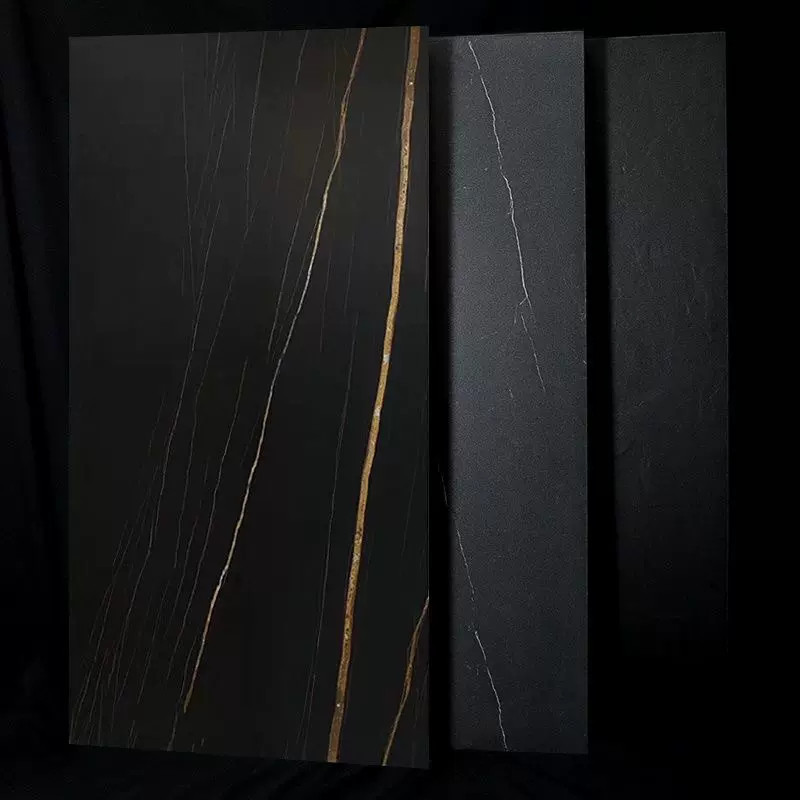 黑色地砖劳伦黑金岩板瓷砖600x1200客厅酒店大堂工程连锁店地板砖