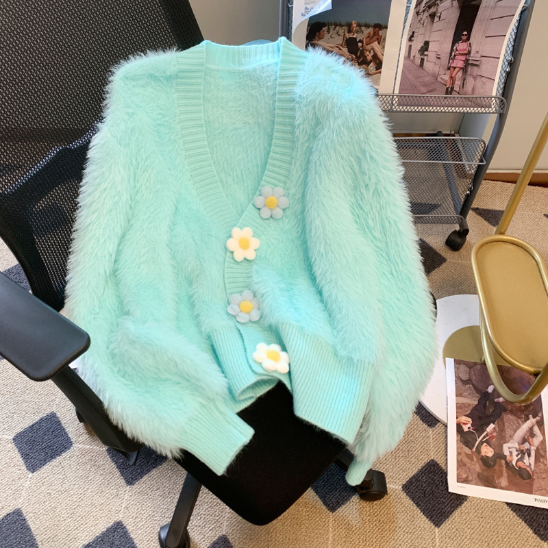 Otoño e invierno de terciopelo de visón estilo Chanel abrigo elegante popular adelgazamiento superior de moda de estilo occidental de punto cardigan exterior de las mujeres