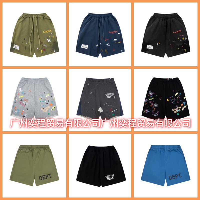 GALLERY DEPT hand-painted graffiti rolled hem distressed unisex beach shorts drop-crotch sports pants loose casual shorts GALLERY DEPT hand-painted graffiti rolled hem distressed unisex beach shorts drop-crotch sports pants loose casual shorts