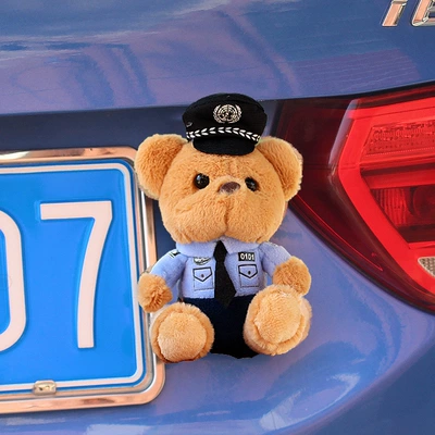 Car rear pendant traffic Car hanging - blue-clothes-and-white-hat-traffic-bear-cartoon