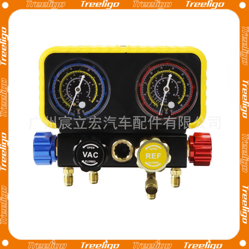 R22/R32/R134a/R410A Juego de fluorómetros de cuatro vías para aire acondicionado para automóviles domésticos
