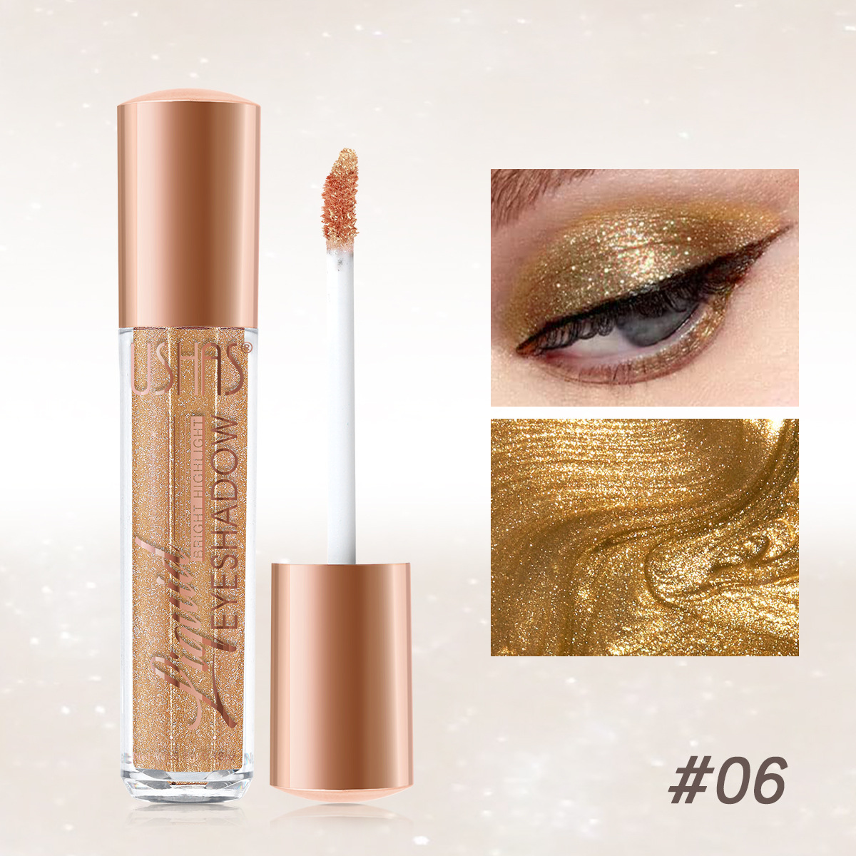 USHAS Sombra de ojos perlada líquida de punto transfronterizo europeo y americano