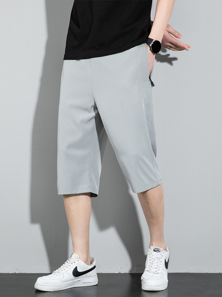 Pantalones Cortos de Tres Cuartos para Hombre 七分 Poliéster y Elastano Transpirable, Delgado