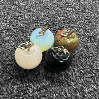 天然水晶玛瑙苹果玉石摆件黑曜草莓晶多色平安节圣诞节玉石定制