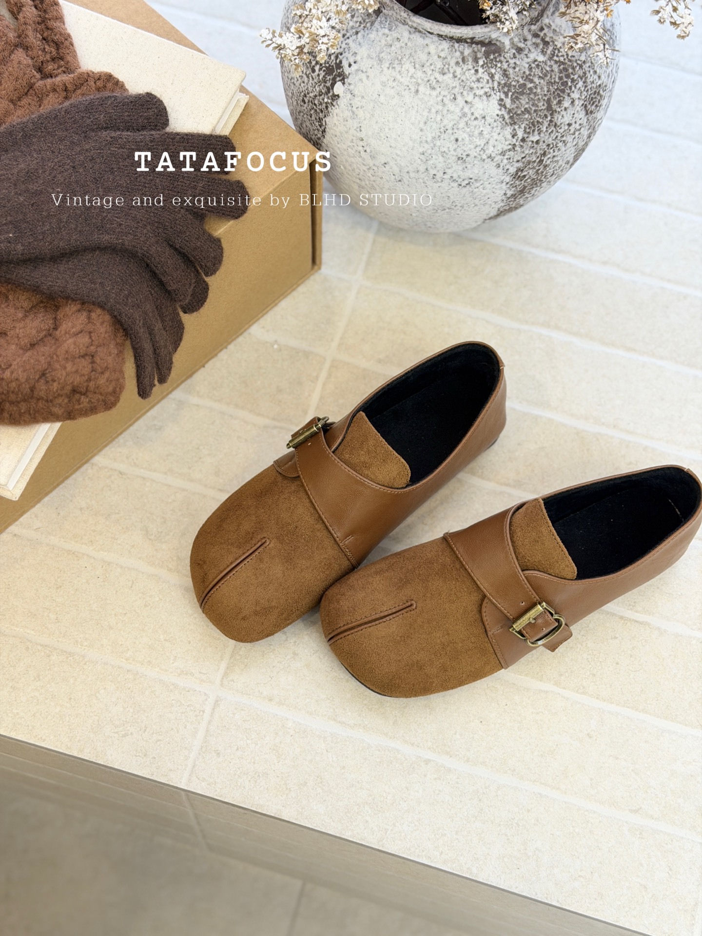 Retro Matte Suede For Women, 2025 Autumn New Versatile Soft Sole Fleece-Lined Flat Mary Jane Shoes_vogvips.com