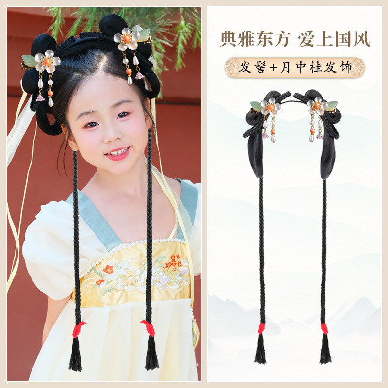 치자나무 부드러운 머리띠 브레이드 스타일 + 월계수 헤어 액세서리 한 쌍