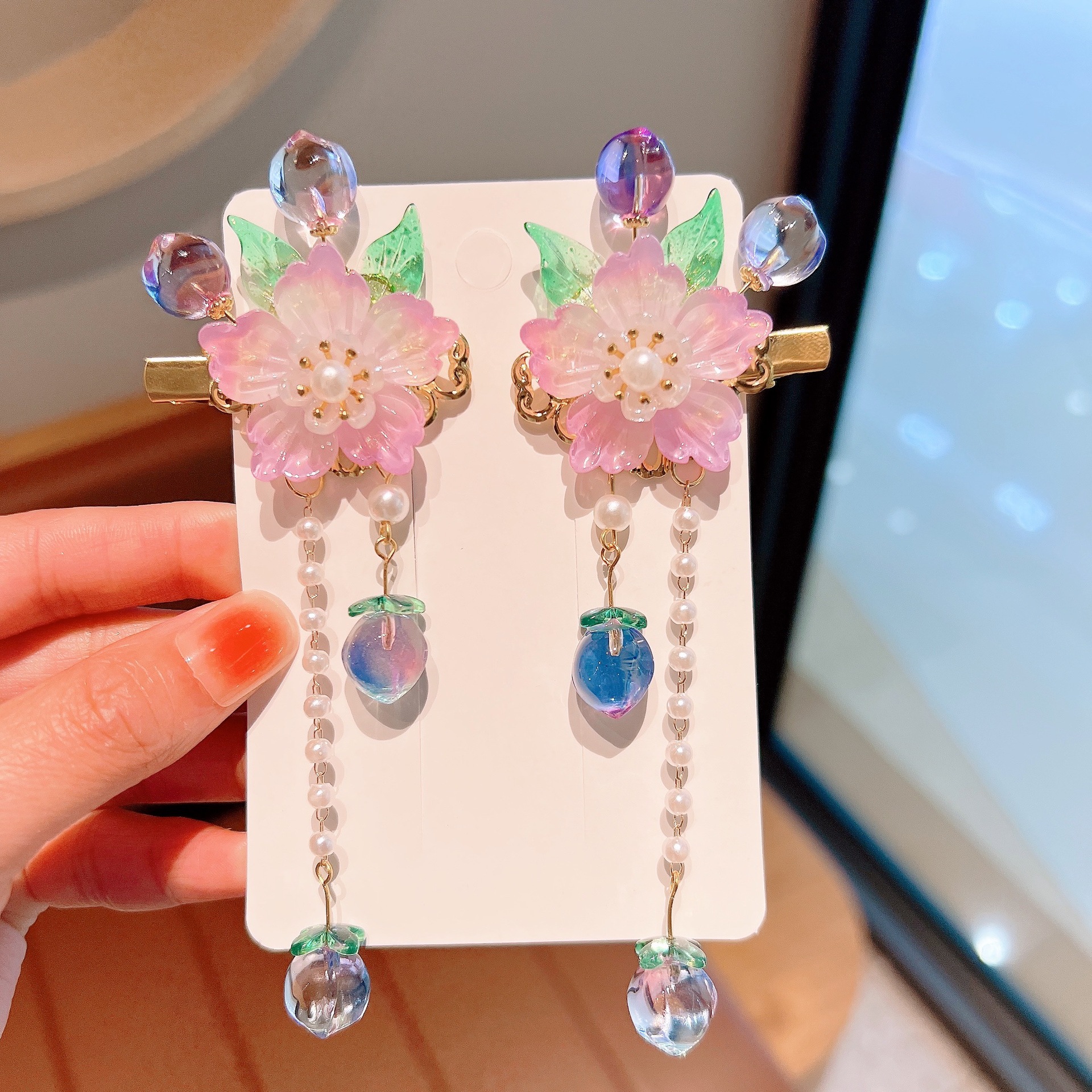 Chinoiserie, Elegant Style Tassel, Plating Craft Chinoiserie Elegant Women's Flower Butterfly Alloy Plating Hair Clip