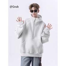 外贸跨境胖女童卫衣儿童春秋新款加肥加大码宽松半拉链青少年长袖