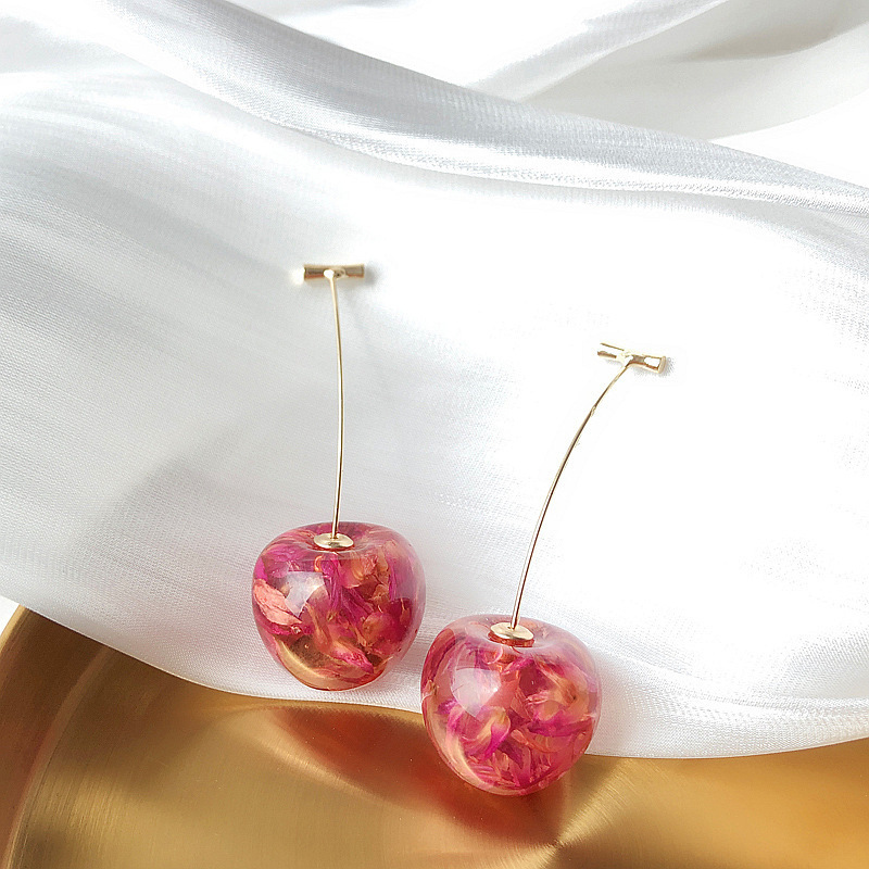 Style Simple Cerise Métal Placage Boucles D'oreilles 1 Paire display picture 7