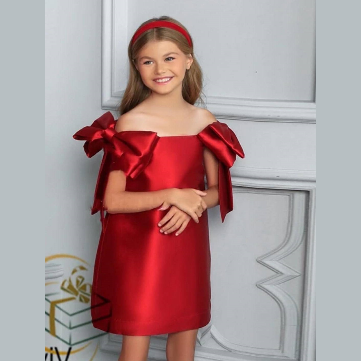Vestido elegante de princesa rosa para meninas com laço - Vestido de festa de daminha de honra com renda para aniversário, recital de piano e ocasiões especiais._voghion.com