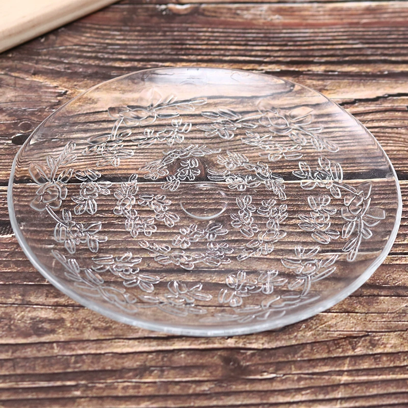 Factory wholesale rose plate glass candy snack disk melon seed snack disk fruit dessert carved water fruit plate