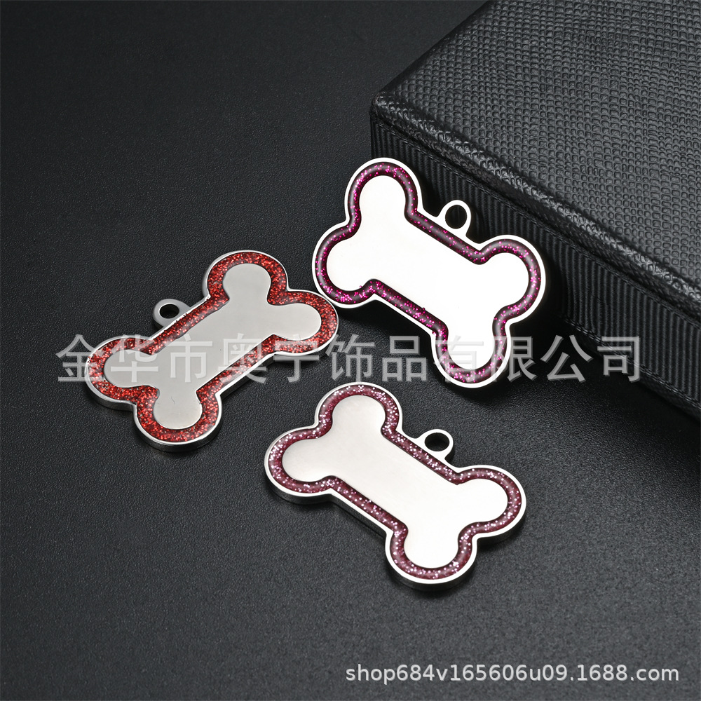Fuente transfronteriza perro anti-perdida tarjeta de perro hueso de acero inoxidable borde de polvo flash tarjeta de mascota tarjeta de metal tarjeta láser