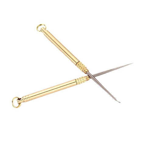 Brass portable waterproof bin titanium alloy toothpick combination toothpick ear spoon barrel portable simple fruit pick