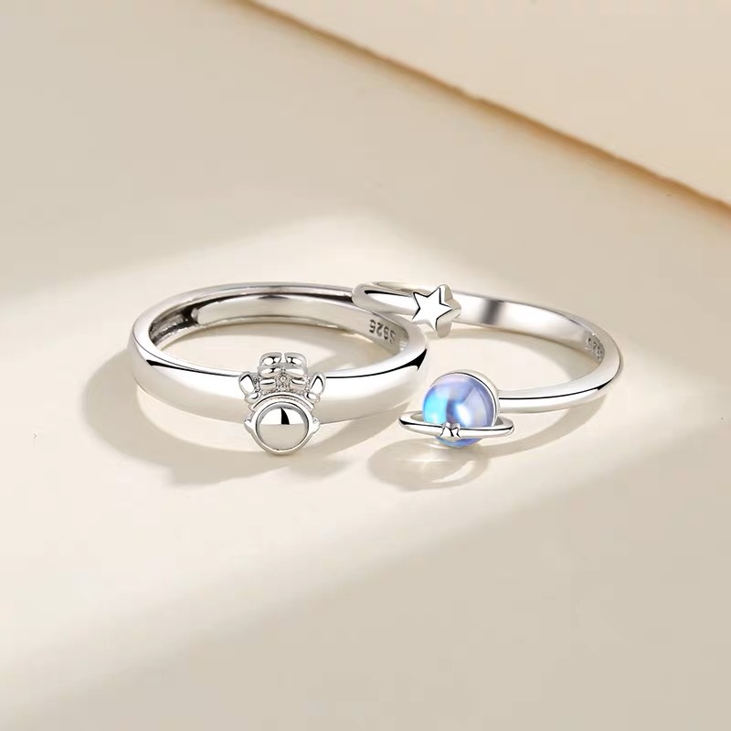 Alloy Material 1 Piece Cute Astronaut Planet Alloy Plating Unisex Open Rings