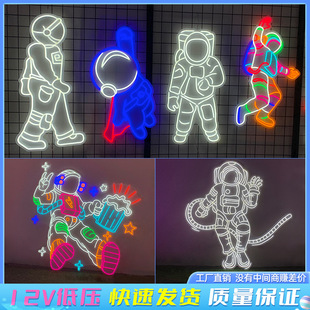 Neon astronaut light with led billboard bar decorative wall astronaut ins wind atmosphere light shape