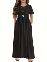 B 50846 Long Sleeve Elastic Waist Dress �ɽ�������ȹ �羳��