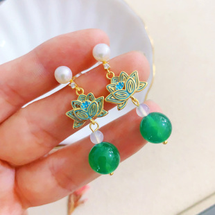 A162 Silver Needle Earrings (6mm or so) Lotus Pearl Earrings Delivered in 19 yuan