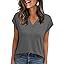 2026 Women Summer Casual V Neck Cap Sleeve Basic Tops_ecoleips.com