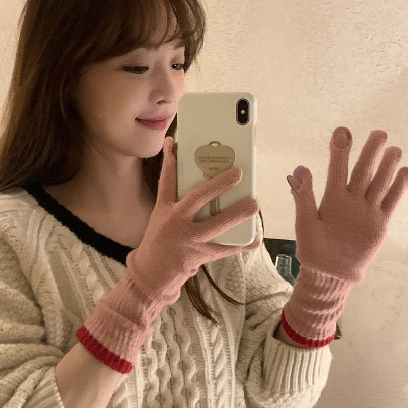 Guantes de punto personalizados multicolores opcionales envío rápido pantalla táctil dedos de fuga guantes personalizados fábrica de origen