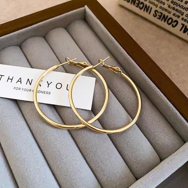 Pendientes geométricos de anillo simple de nuevo estilo transfronterizo de aguja de plata, sentido de diseño, pendientes de lujo simples y ligeros, pendientes de sentido de alta gama de moda al por mayor