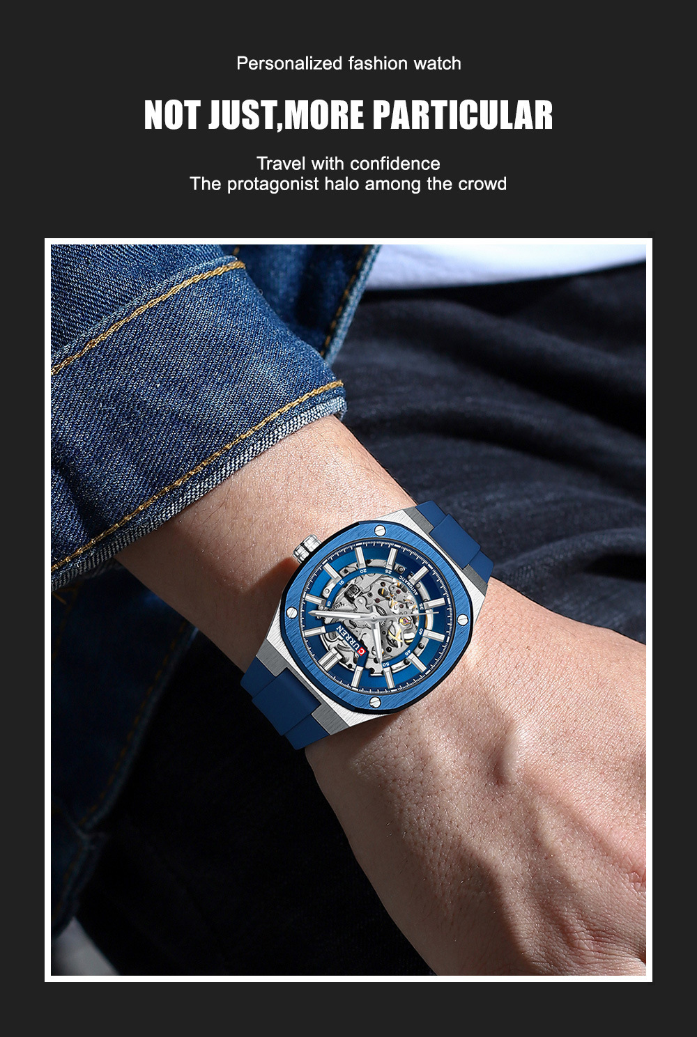 Curren Men's Automatic Skeleton Mechanical Watch Waterproof_voghion.com