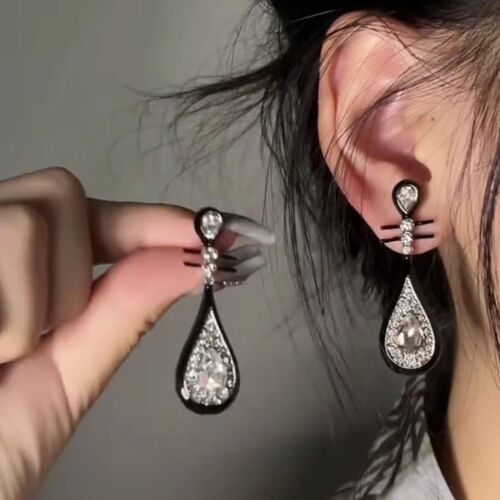 Xiaohongshu's same style black Pipa earrings  new earrings Chinese style ethnic style elegant temperament earrings