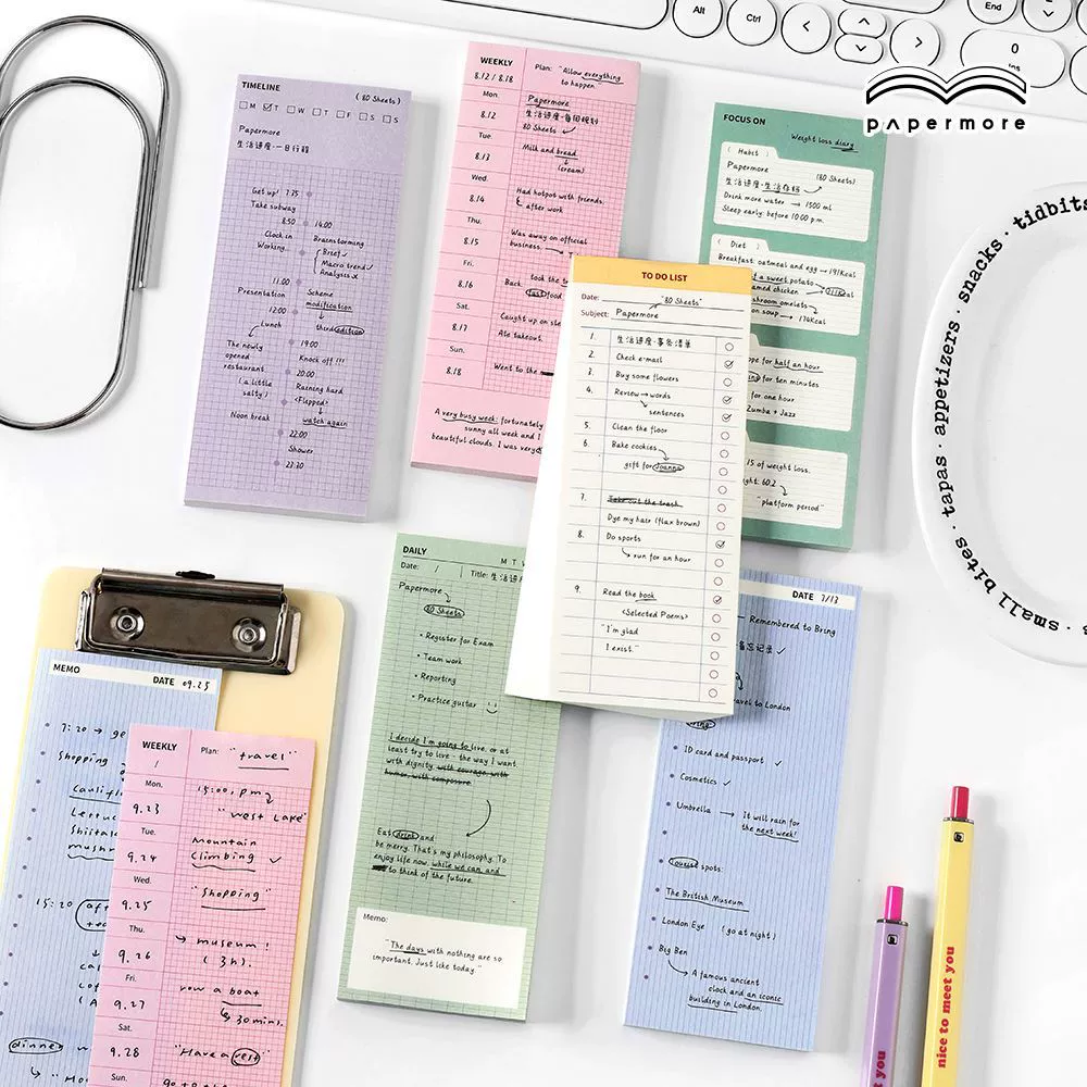 ✅PaperMore Life Progress Series Writable Notes Simple Memo List Check-in Message Notes
