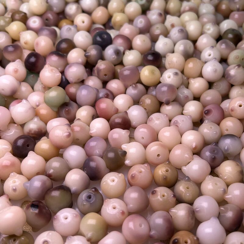 Drunken Grape Purple Colorful Cat Head Bodhi Root Bead Handstring Faceless Cat Carving Accessories Bead Play