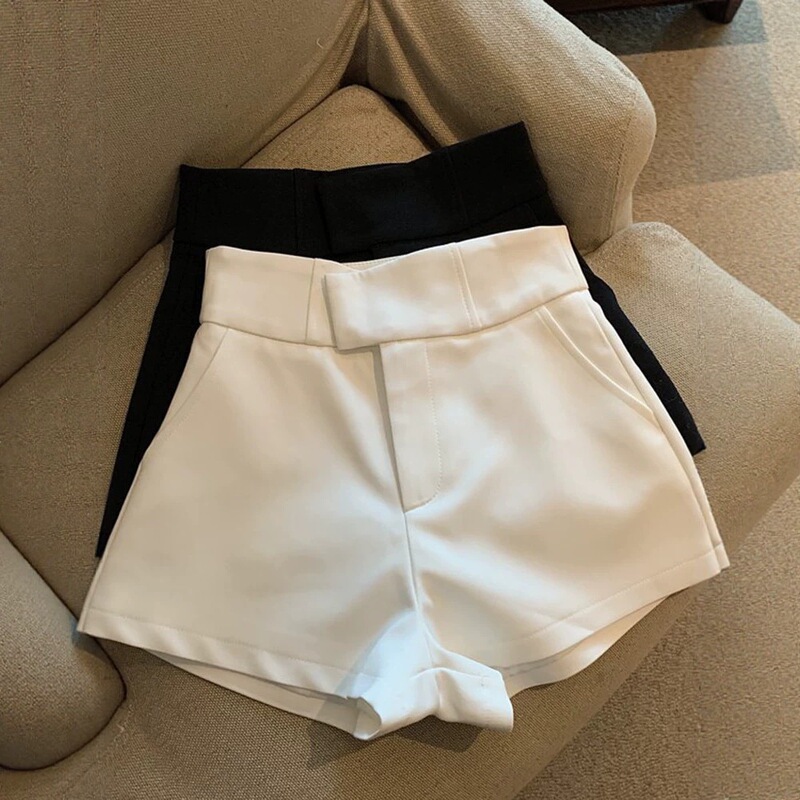 White High-Waisted A-Line Petite Pants, Wide-Leg Pants, Early Spring Black Slimming Suit Shorts, Women's Casual Dress Pants White High-Waisted A-Line Petite Pants, Wide-Leg Pants, Early Spring Black Slimming Suit Shorts, Women's Casual Dress Pants