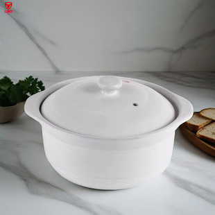 High Temperature Resistant Shallow Casserole Dry Cracking Stew Pot Commercial Gas Pot 8 L Large Capacity White Casserole Dry Cracking Pot