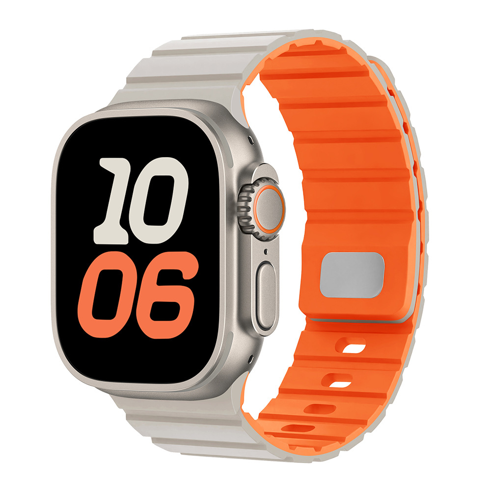 Para Apple Watch10 correa de reloj cuadrada botón magnetic silicona deportiva iWatch9SE hombre y mujer premium