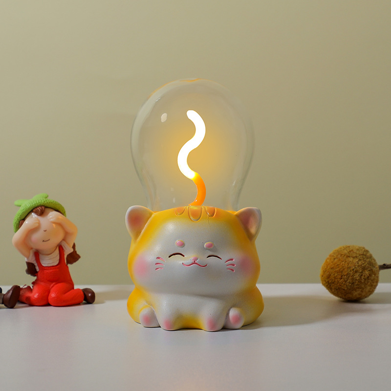 Lámpara de noche lámpara luminosa base de resina creativa para gatos adornos de animales decoración de escritorio exhibición artesanía regalos
