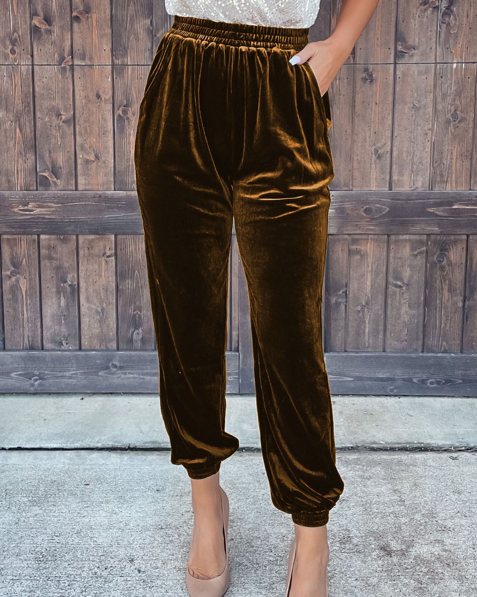 Women's Street Fashion Solid Color Full Length Casual Pants display picture 7